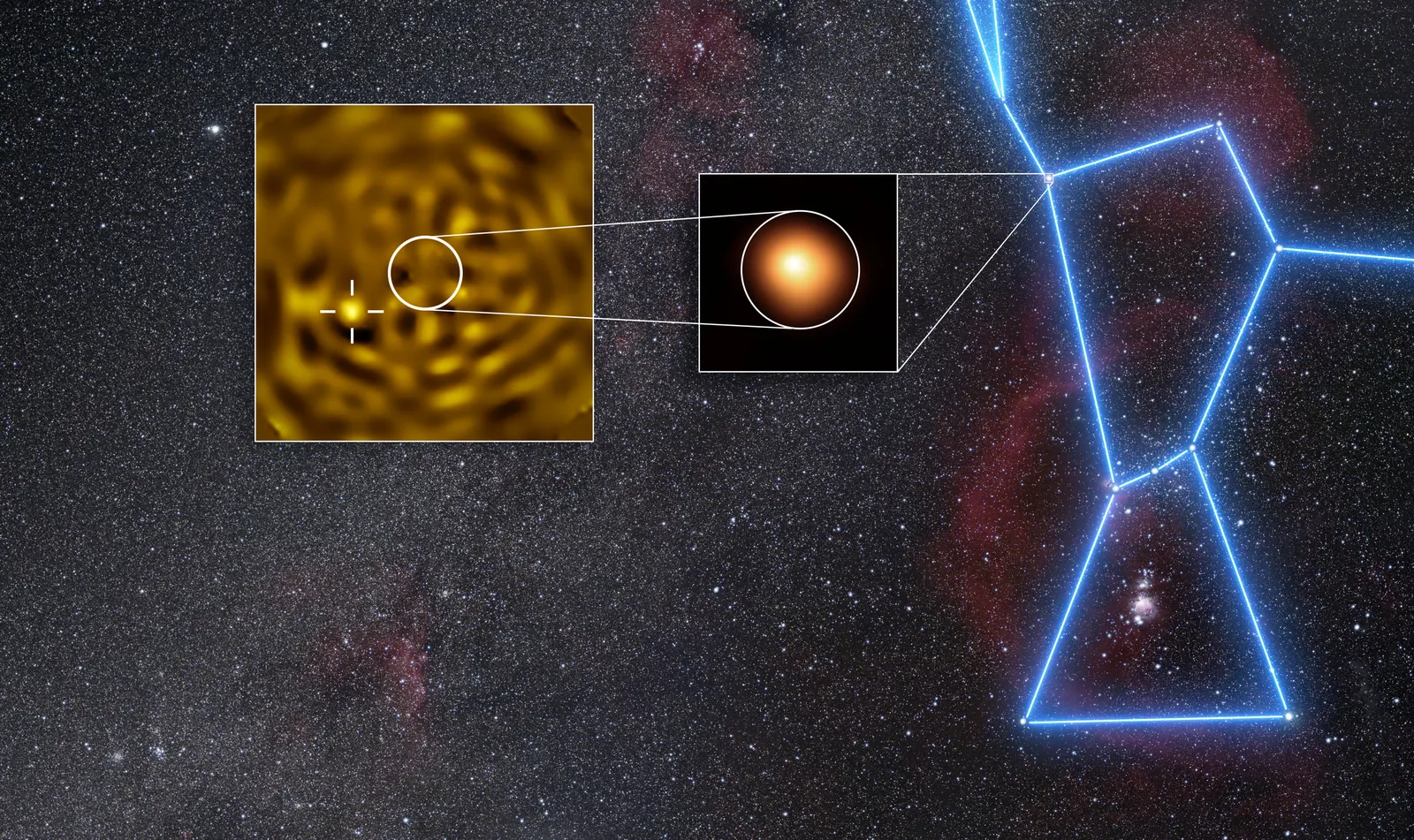 Betelgeuse's bright disc with a faint point of light beside it