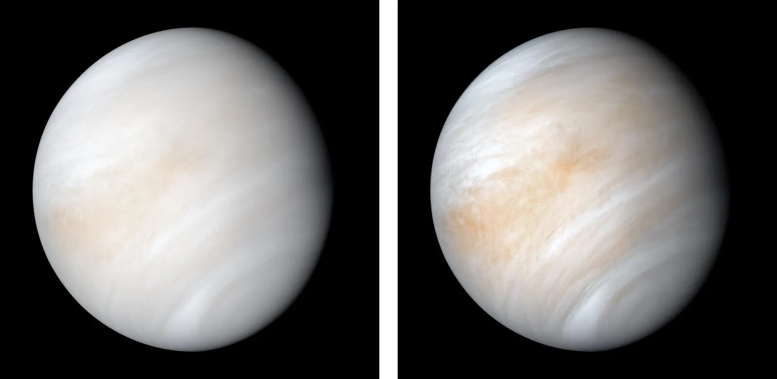 A pale, softly banded globe of cloud with no surface visible.